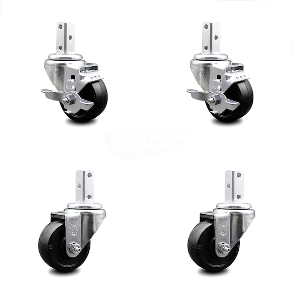 Service Caster 3.5 Inch Soft Rubber Wheel Swivel 7/8 Inch Square Stem Caster Brakes SCC, 2PK SCC-SQ20S3514-SRS-TLB-78-2-S-2 - main